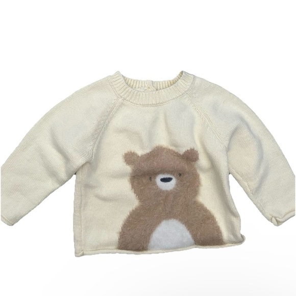 Little Me Other - Little Me Cream White Sweater With Teddy Bear Size 3-6 Months